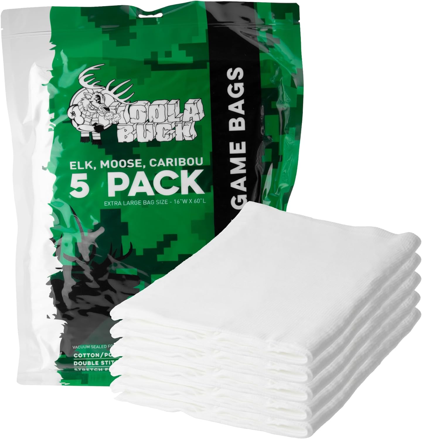 Koola Buck 5 Pack Extra Large Game Bag 16"x60" Elk Moose Caribou Lazy